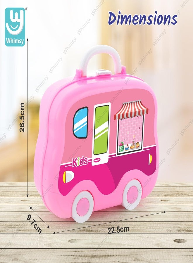 ويمسي طقم مطبخ مرح للبنات، طقم مطبخ على شكل حقيبة بعجلات، طقم طبخ ملون للعب التخيلي للبنات مكون من 18 قطعة، طقم مطبخ محمول للأطفال من عمر 3 سنوات، معتمد من مكتب المعايير الهندية (BIS). (طقم مطبخ على شكل حقيبة) - Image 2